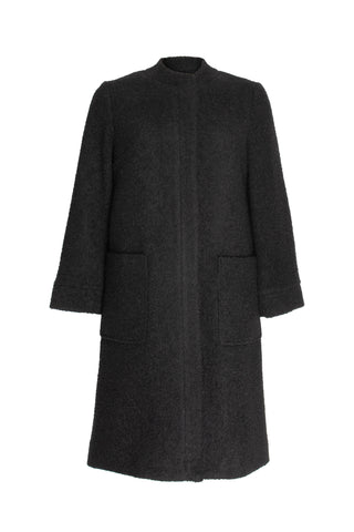 High Collar Flared Coat - Black 8604