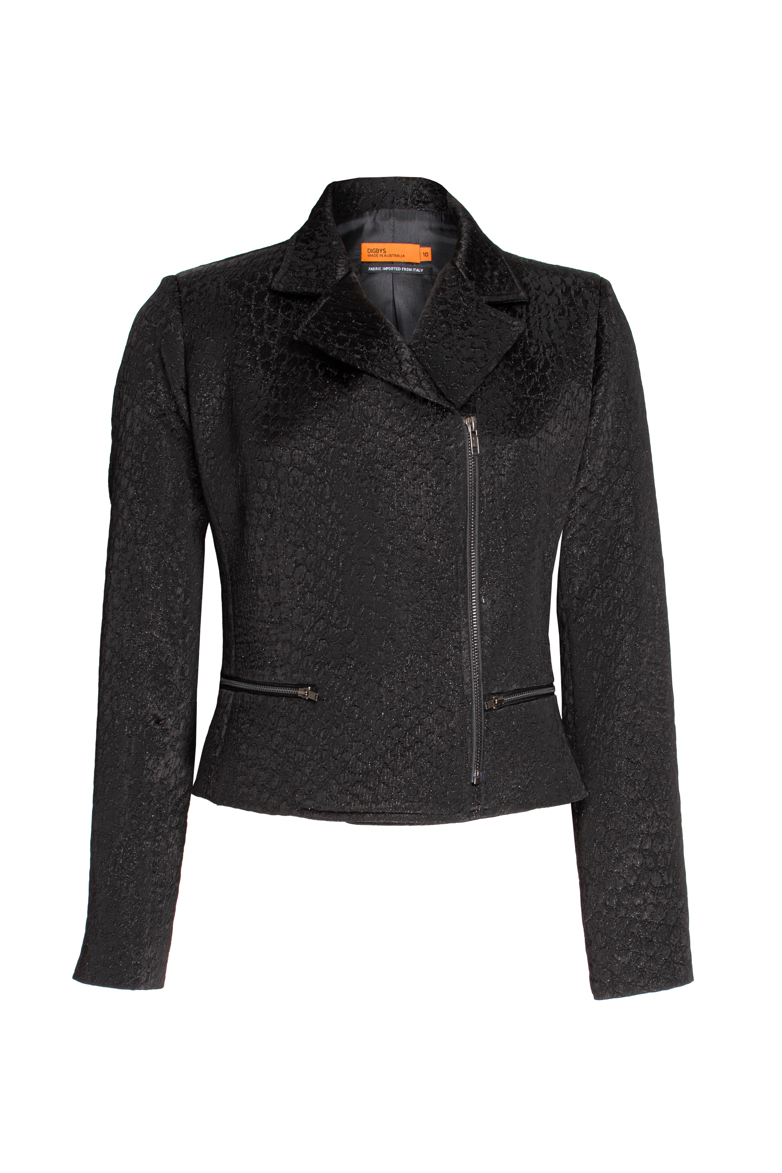Short Zip Jacket - Black Brocade 3317