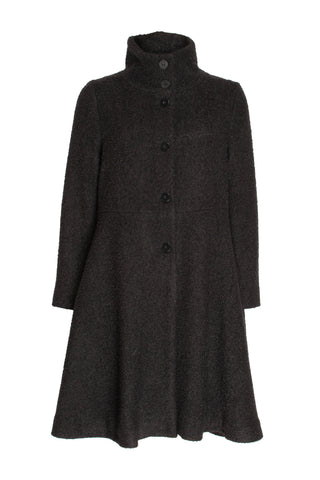 Offset Mandarin Collar Coat - Black Texture 8601