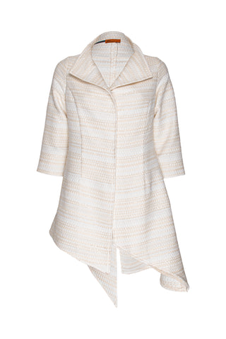 4 Button Uneven Hem Shirt - Natural 7833
