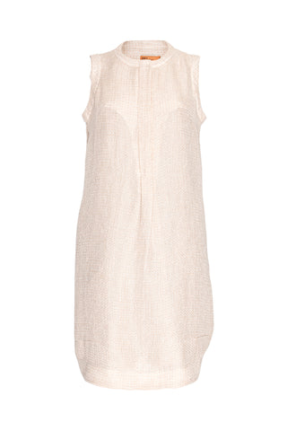 4 Button Uneven Hem Shirt - Natural 7833