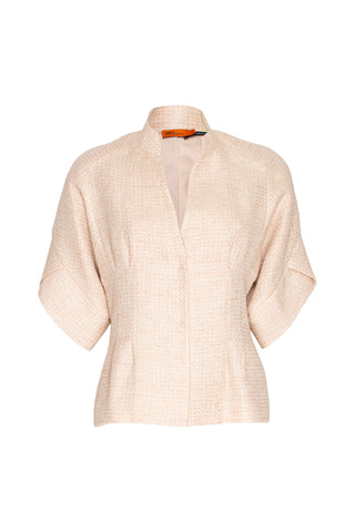 4 Button Uneven Hem Shirt - Natural 7833