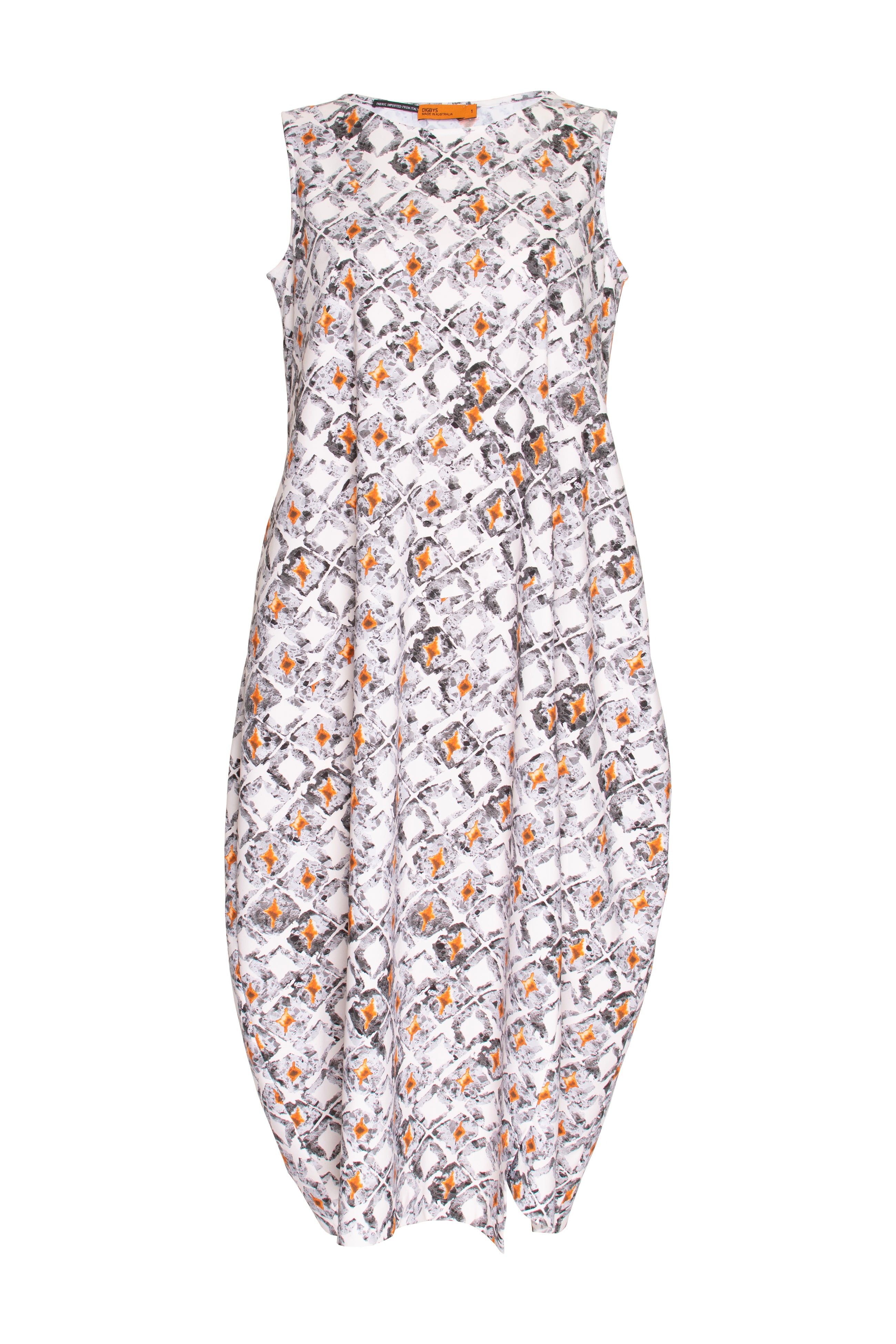 Asymmetric Panel Singlet Dress - Diamonds Print Jersey 6071