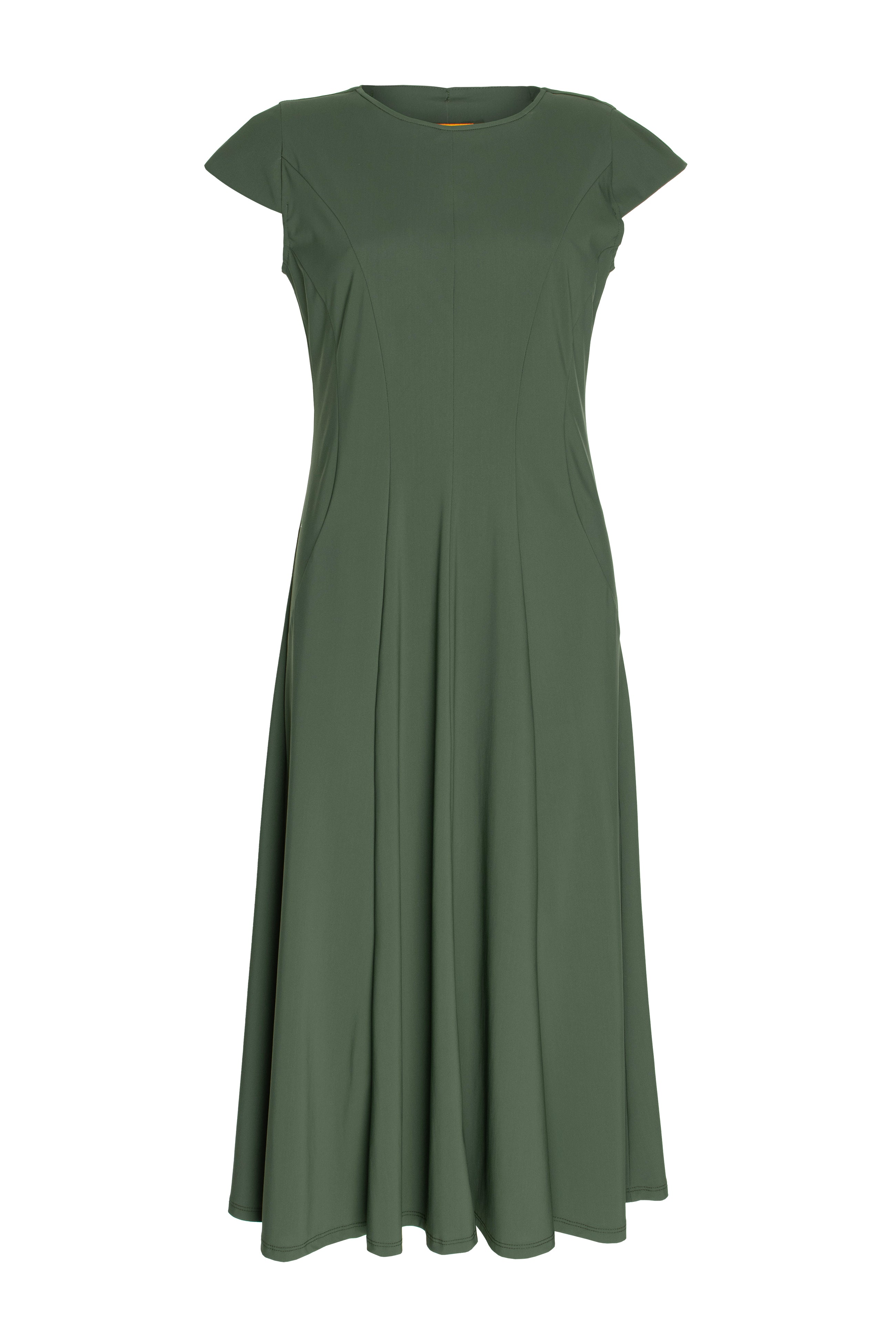 Multi Seam Cap Sleeve Dress - Forest 4634
