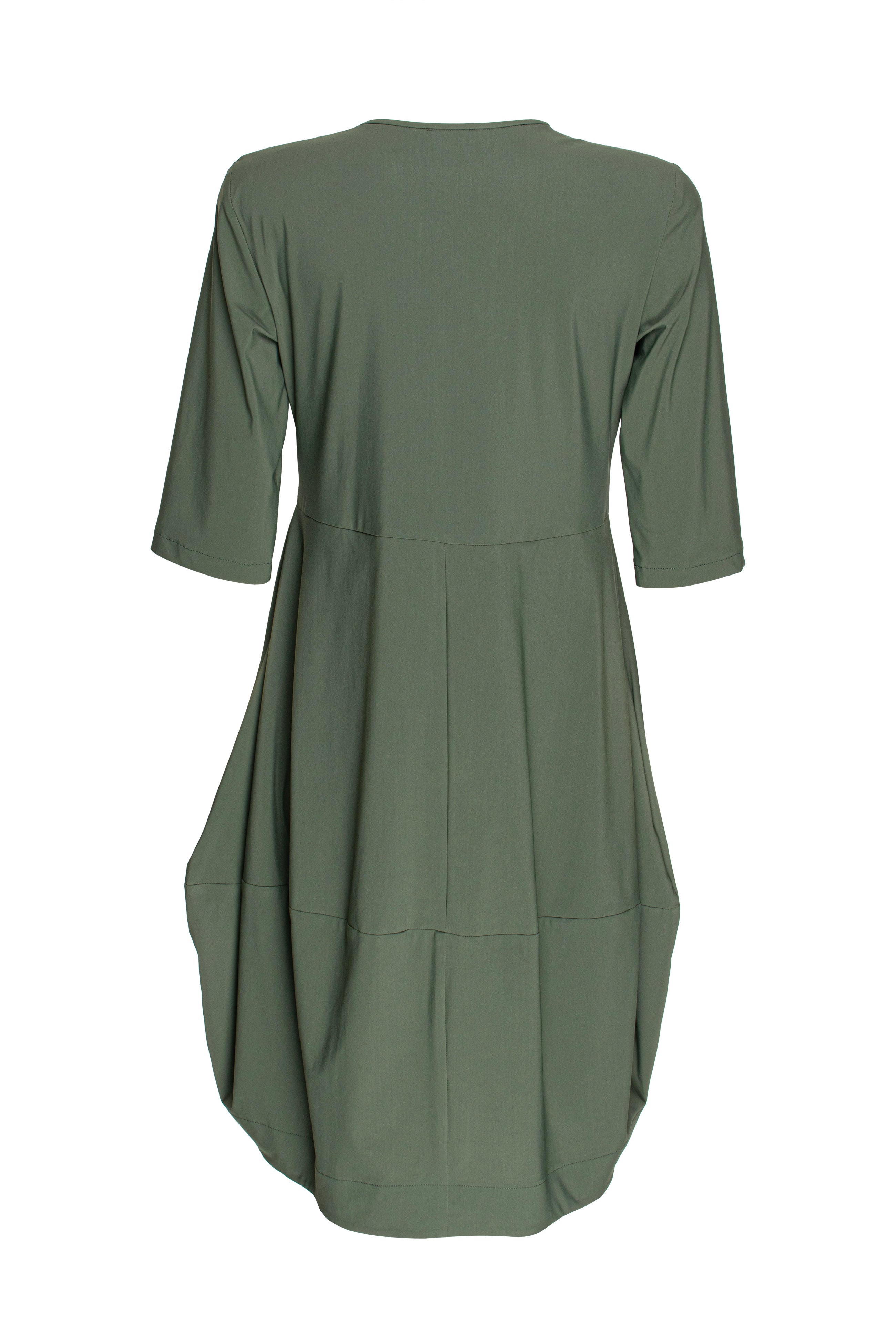 Short Sleeve Panel Hem Dress - Forest Jersey 3360