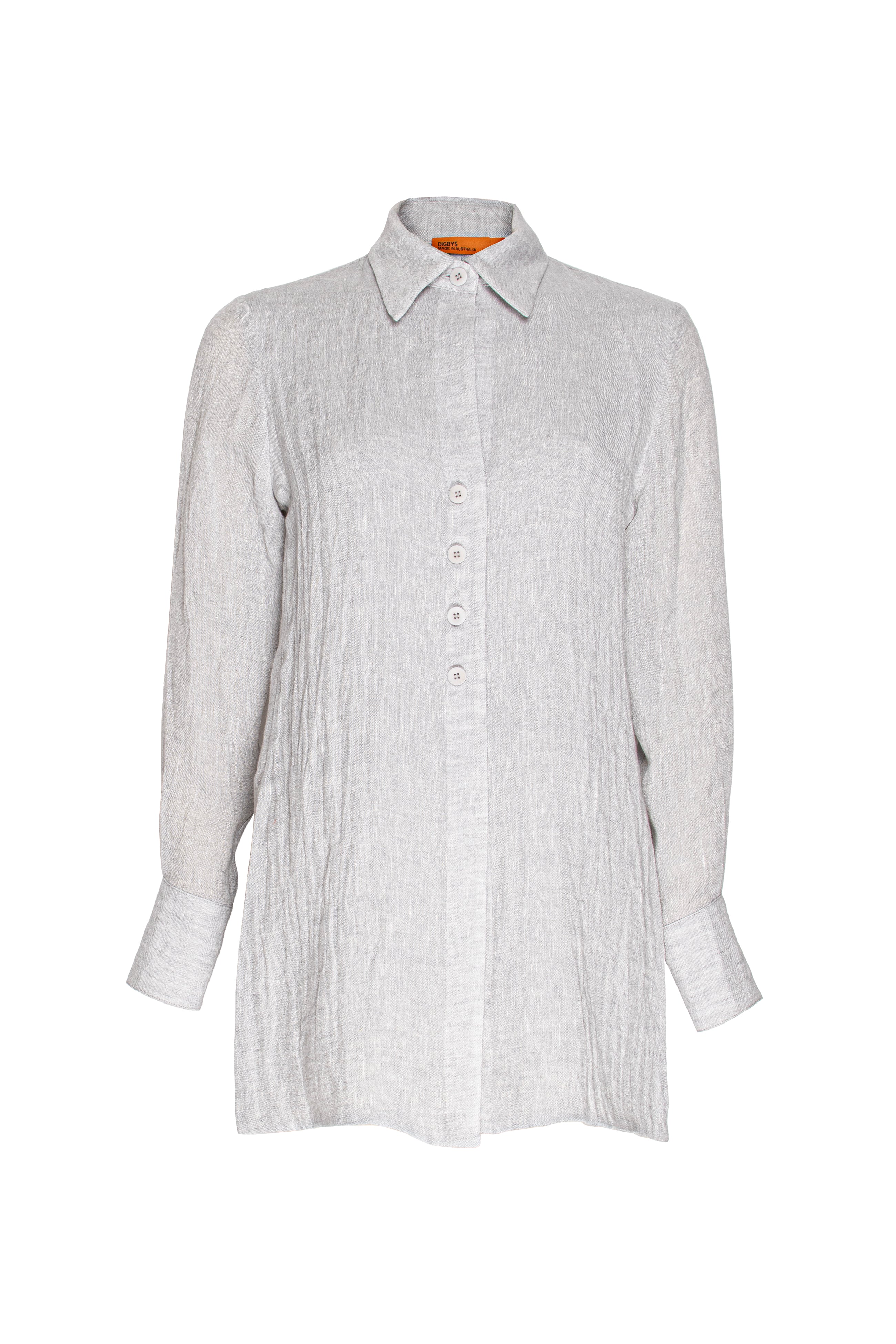 4 Button Shirt - Silver Linen 3339