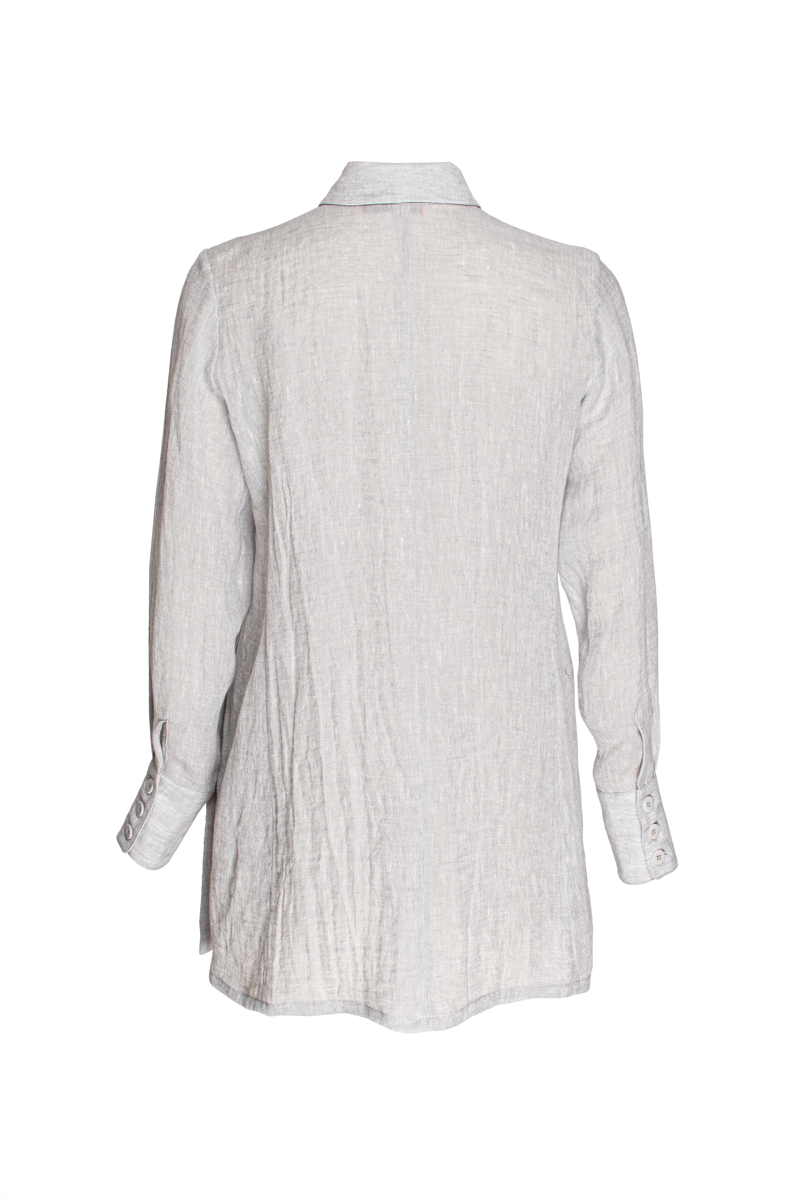 4 Button Shirt - Silver Linen 3339