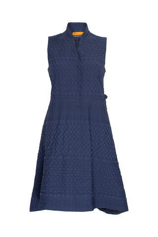 Long Tucked Vest - Indigo Jacquard 5004
