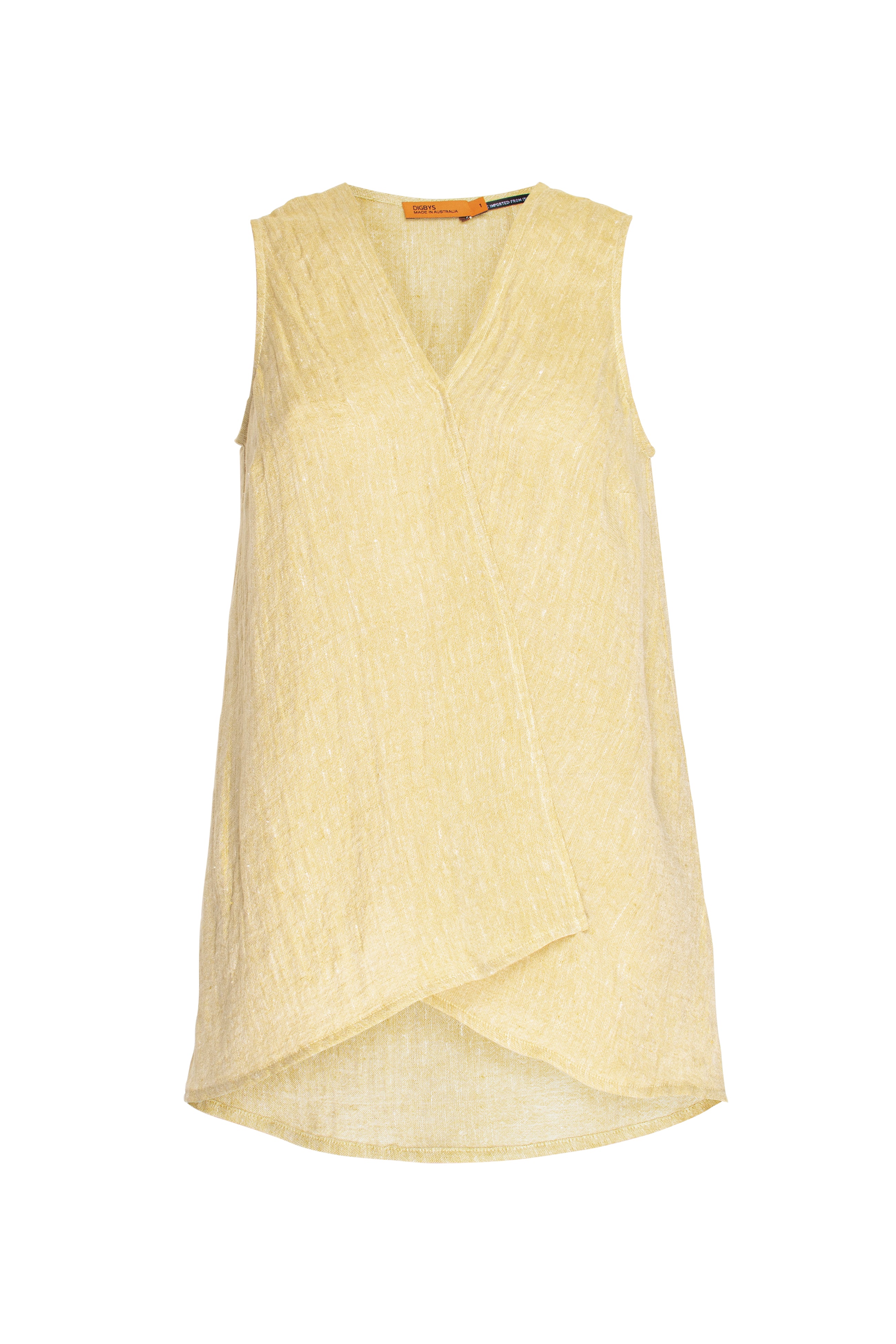 Linen V Neck Singlet - Lemon 9749