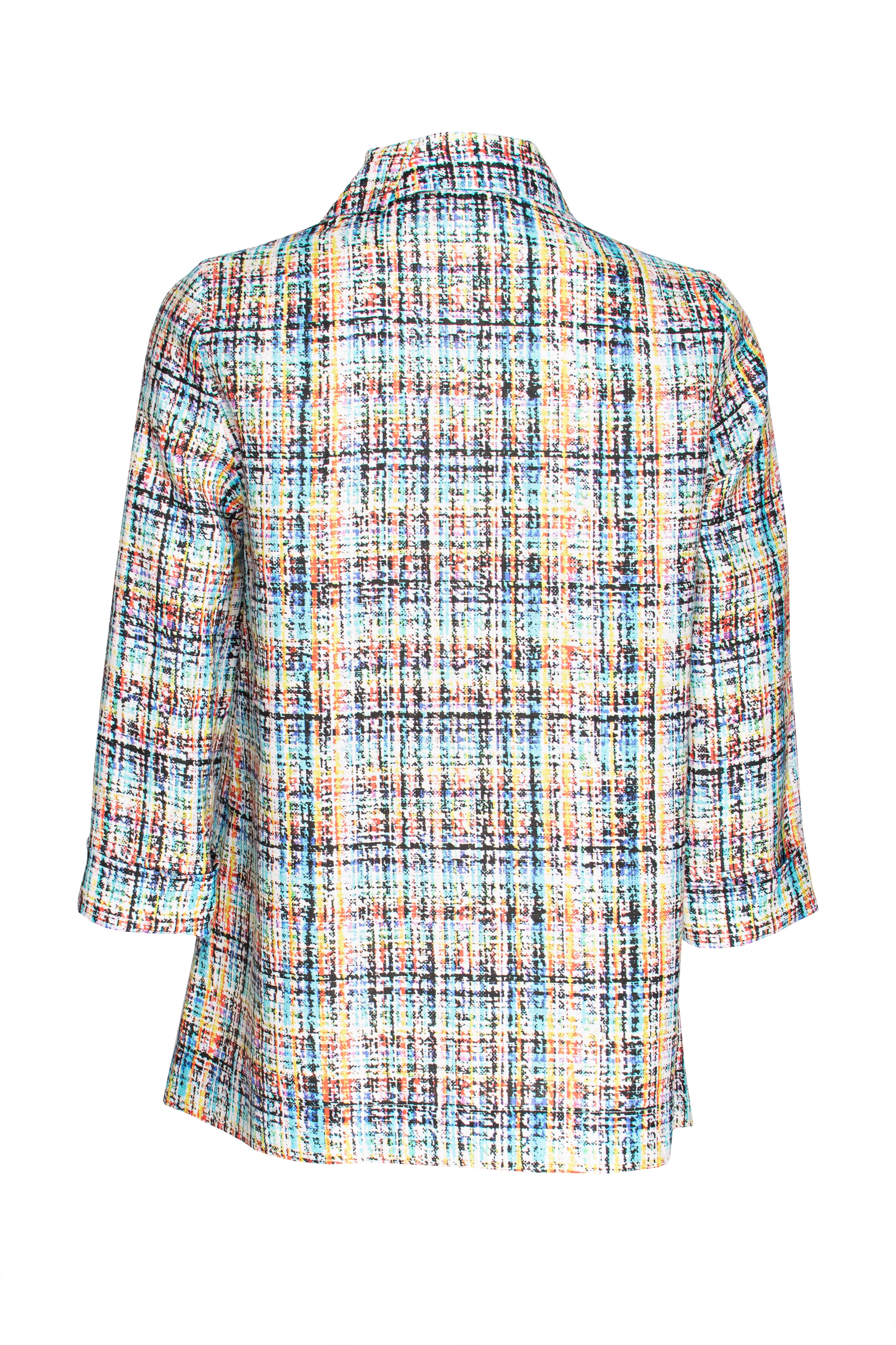 Open Collar Shirt - Multi Colour Linen 3338