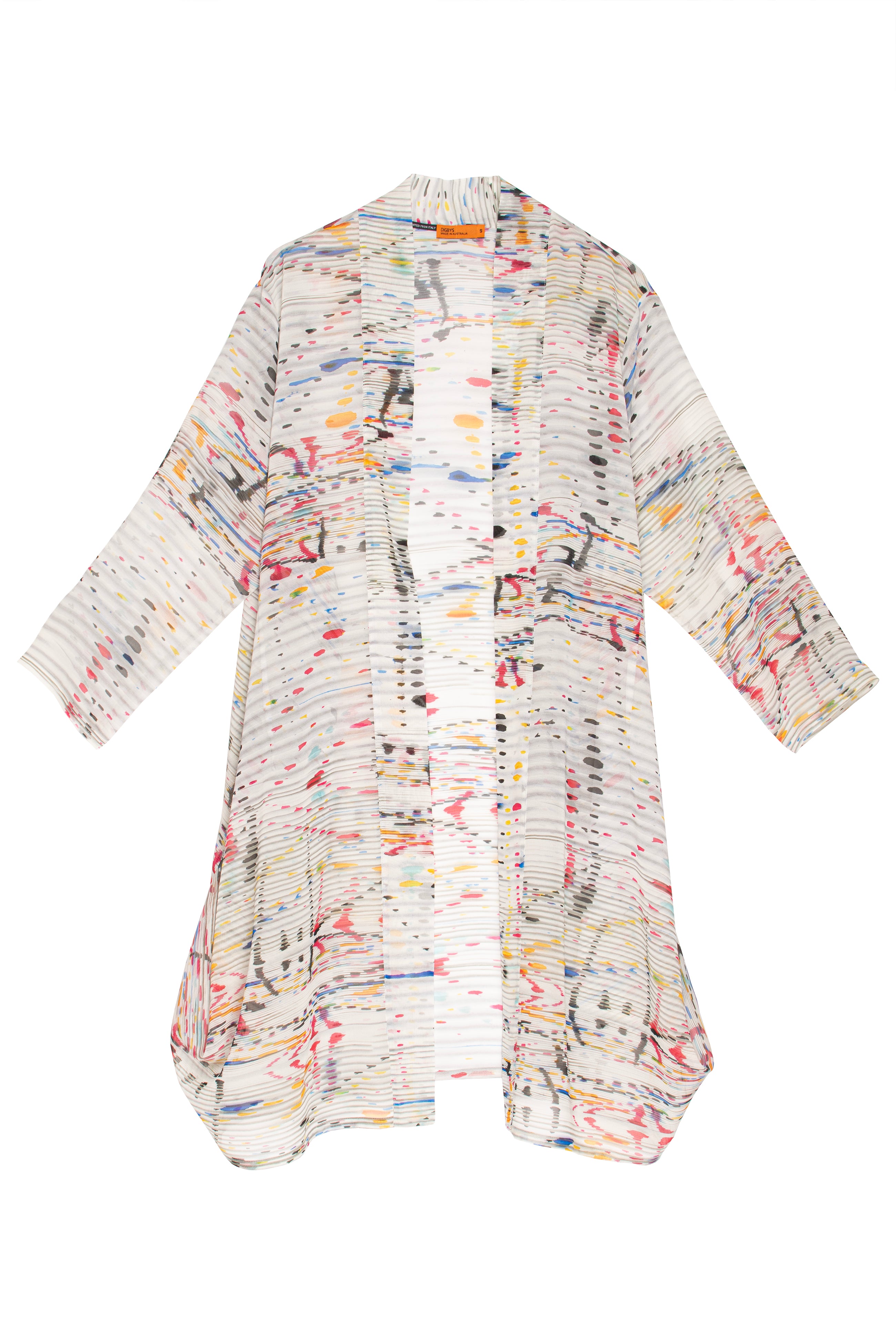 Splash Print Side Drape Long Duster 3392