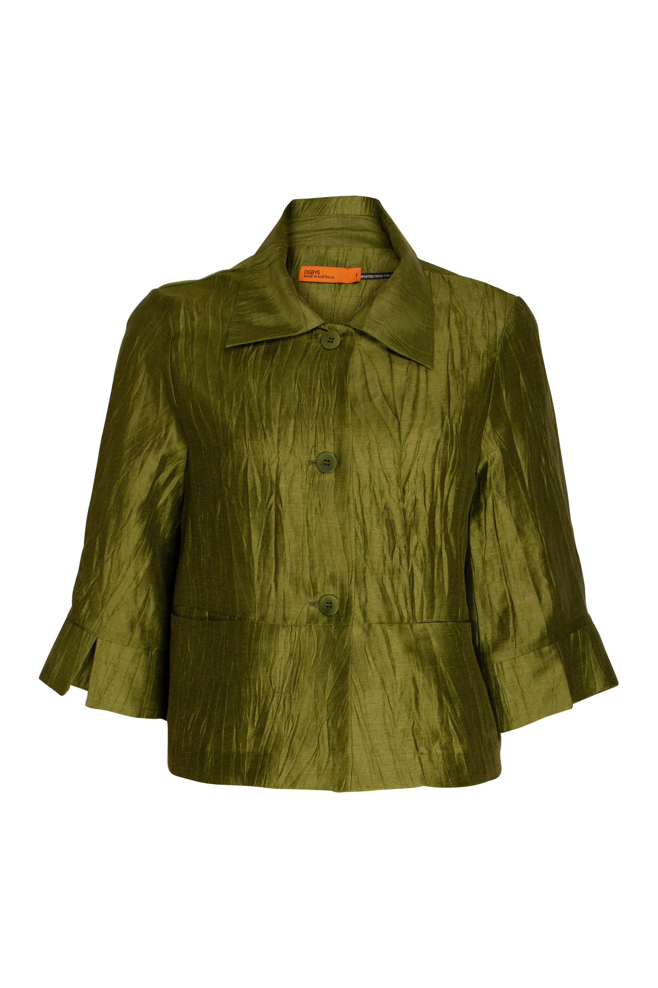 3/4 Sleeve Hip Pocket Jacket - Olive 6031