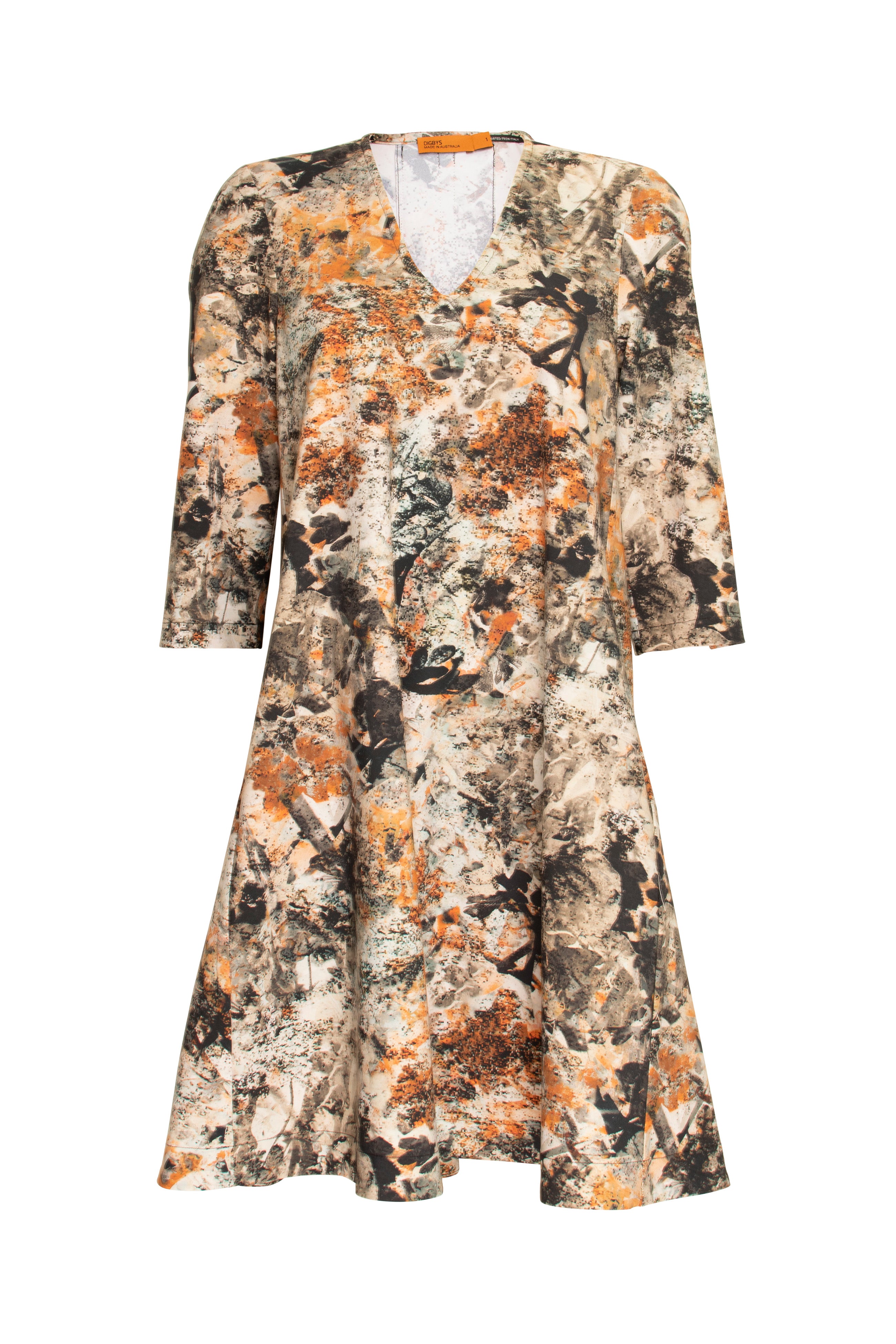 3/4 Sleeve Swing Dress - Scatter Print 6036