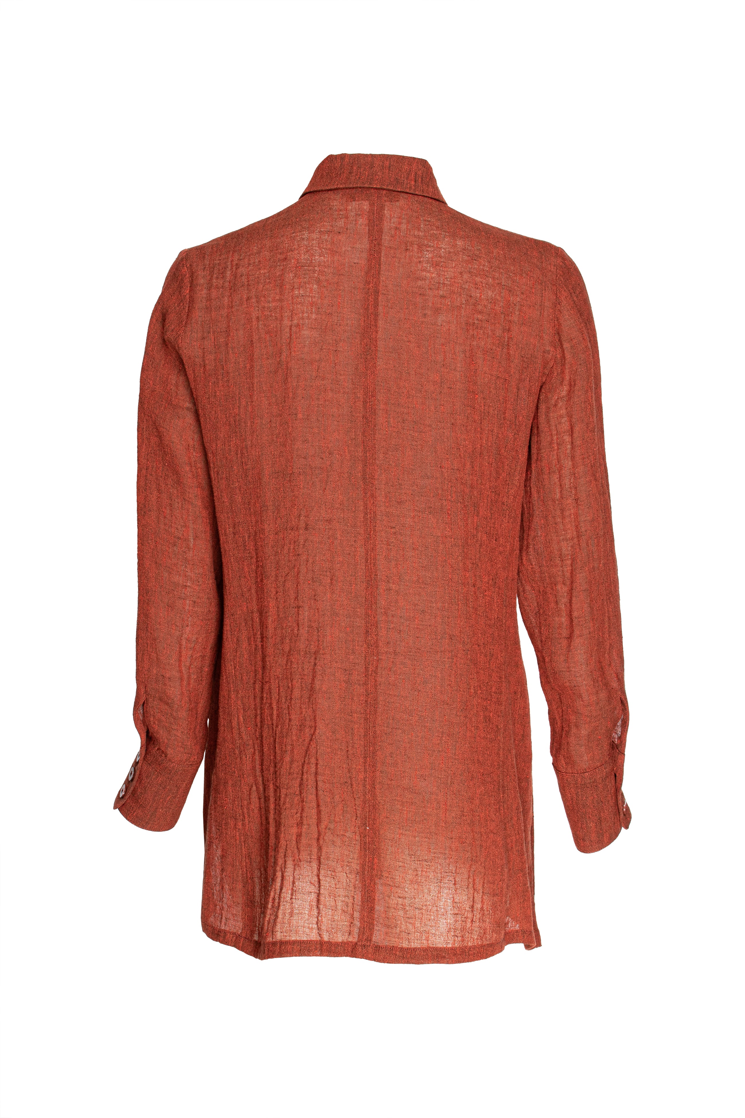 4 Button Shirt - Brick Linen 3342