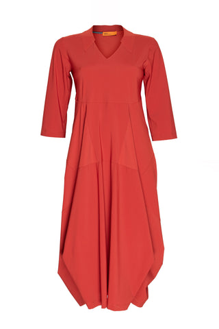 Short Sleeve Bell Panel Dress - Raspberry Jacquard 8614