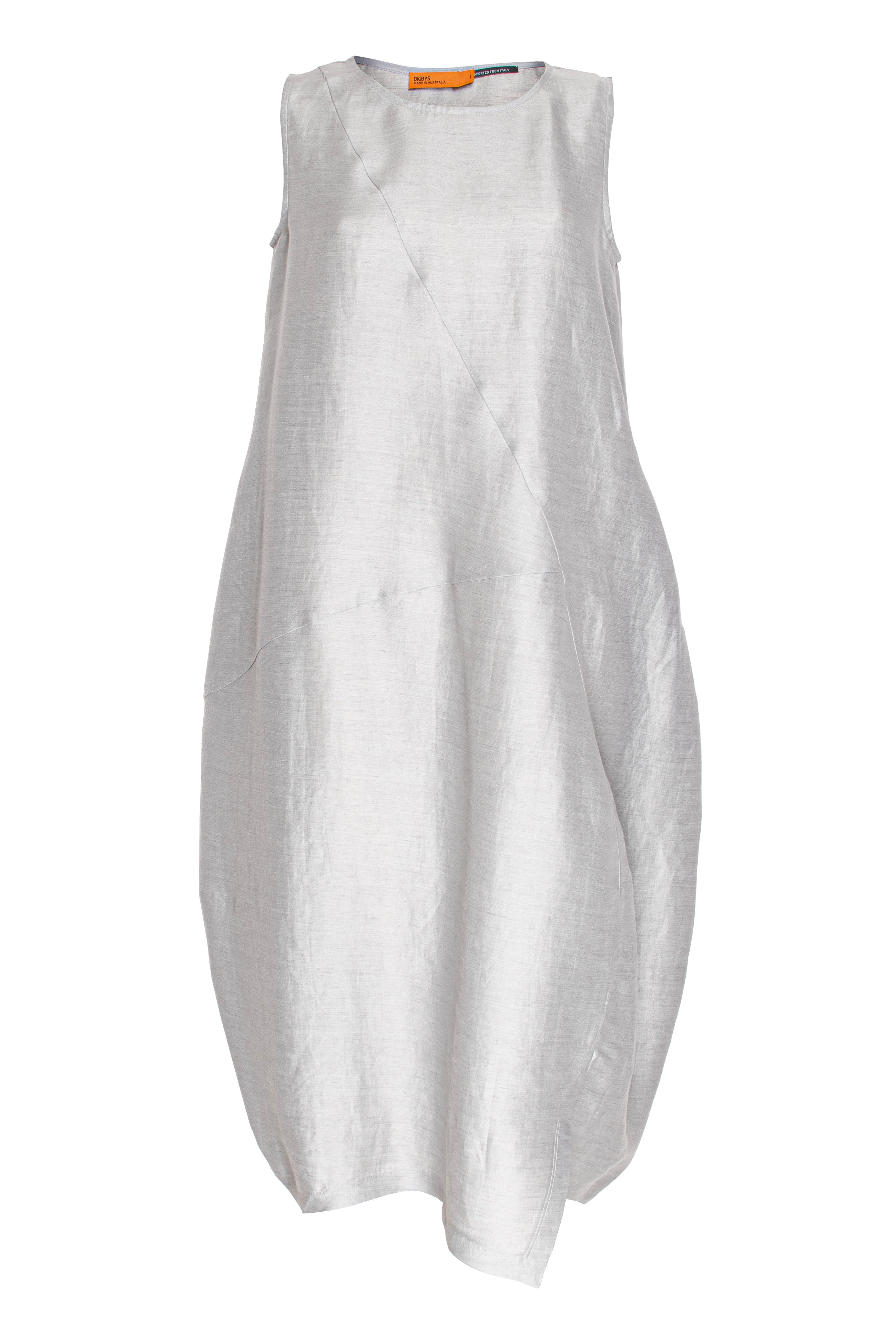 Asymmetric Panel Singlet Dress - Platinum Linen 3355