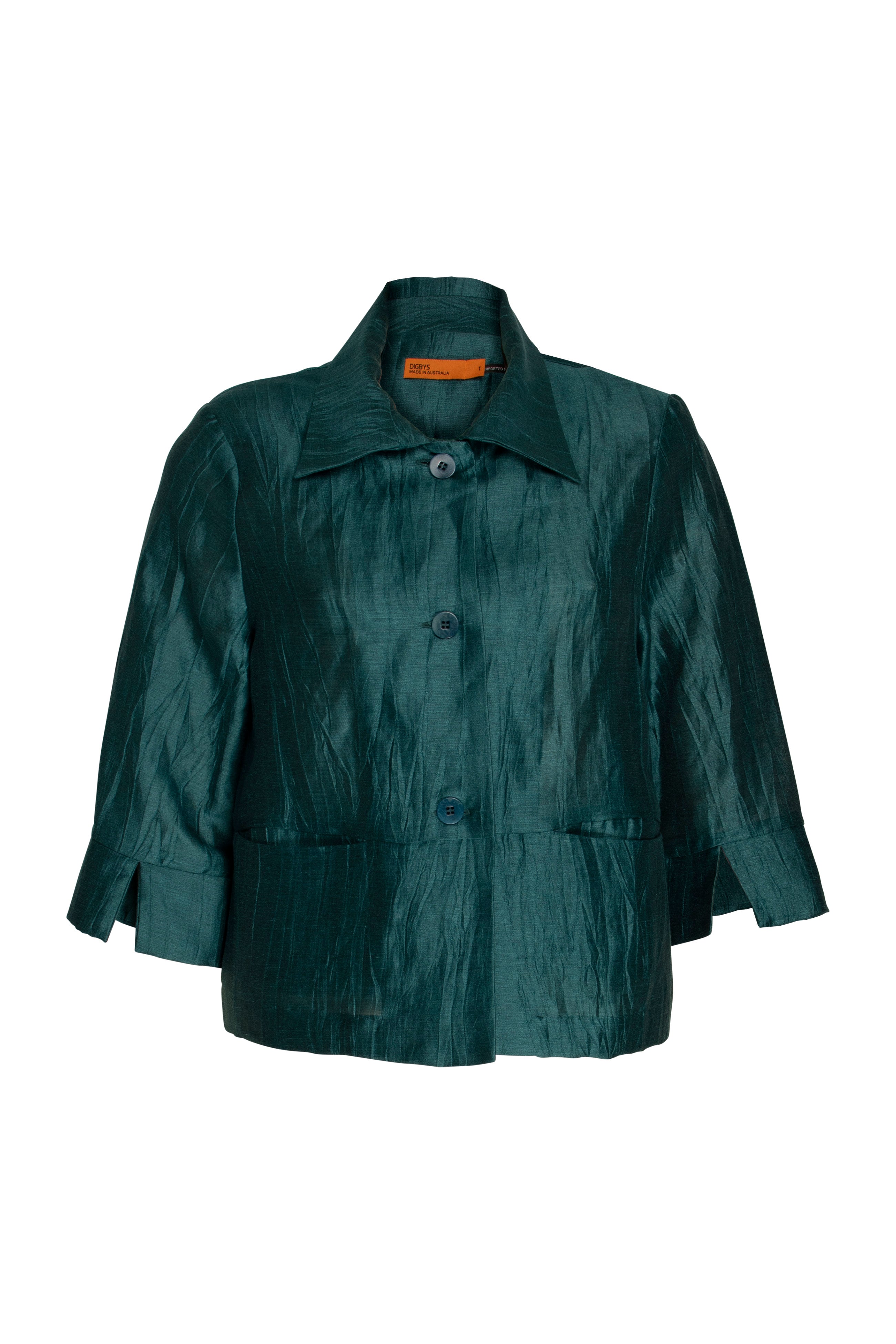3/4 Sleeve Hip Pocket Jacket - Teal 6030
