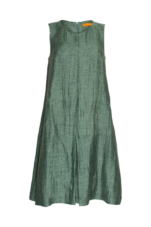 Pleated Hem Dress - Teal Linen 7841