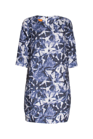 Cap Sleeve Dress - Navy/Orange Printed Jersey 6027