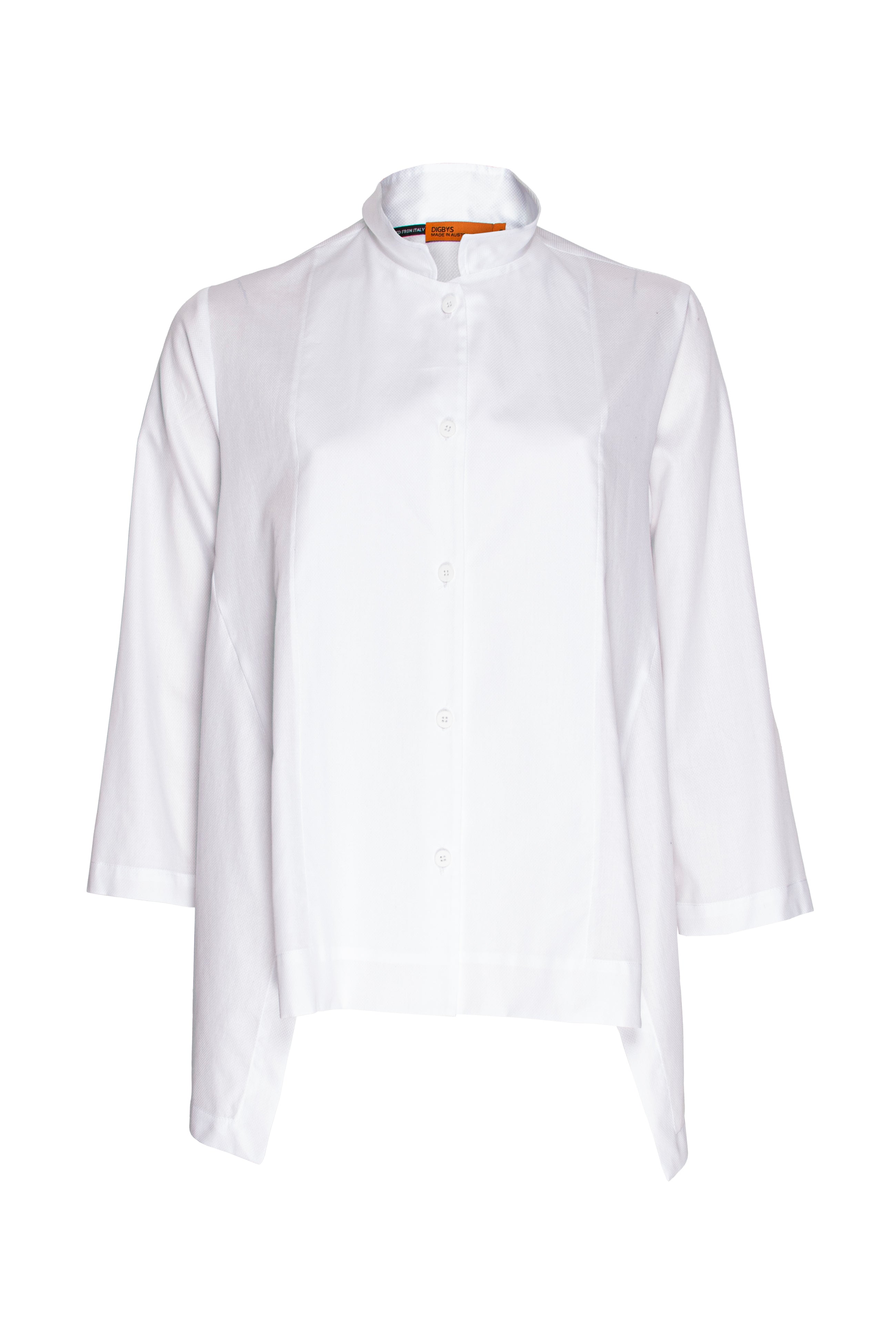 Drop Hem Shirt - White Cotton 3352