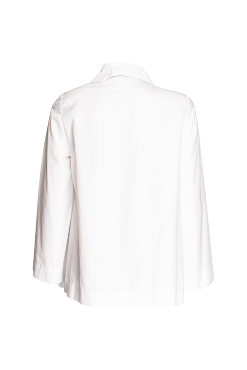Open Collar Shirt - White Cotton 8647