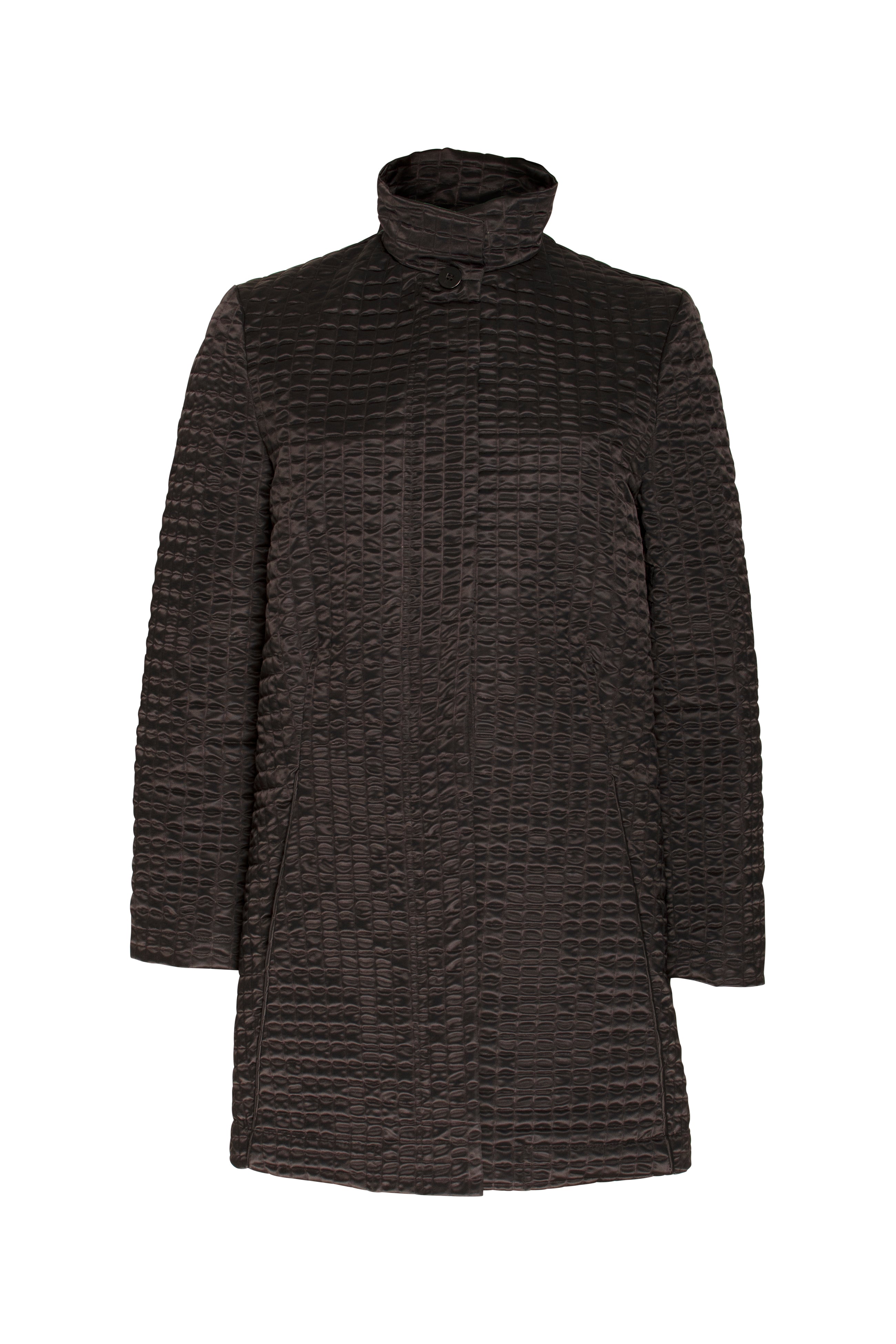 High Collar 3/4 Jacket - Black Quilt 5027
