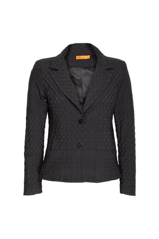 High Collar 3/4 Jacket - Black Quilt 8622
