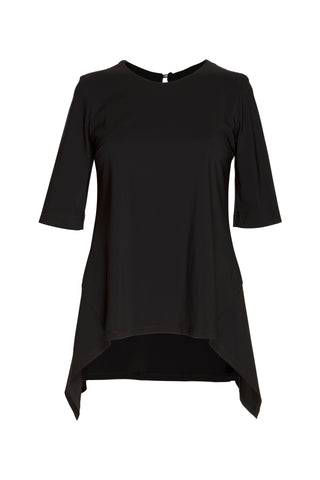 Drape Neck Long Sleeve Top - Black Mesh 4238