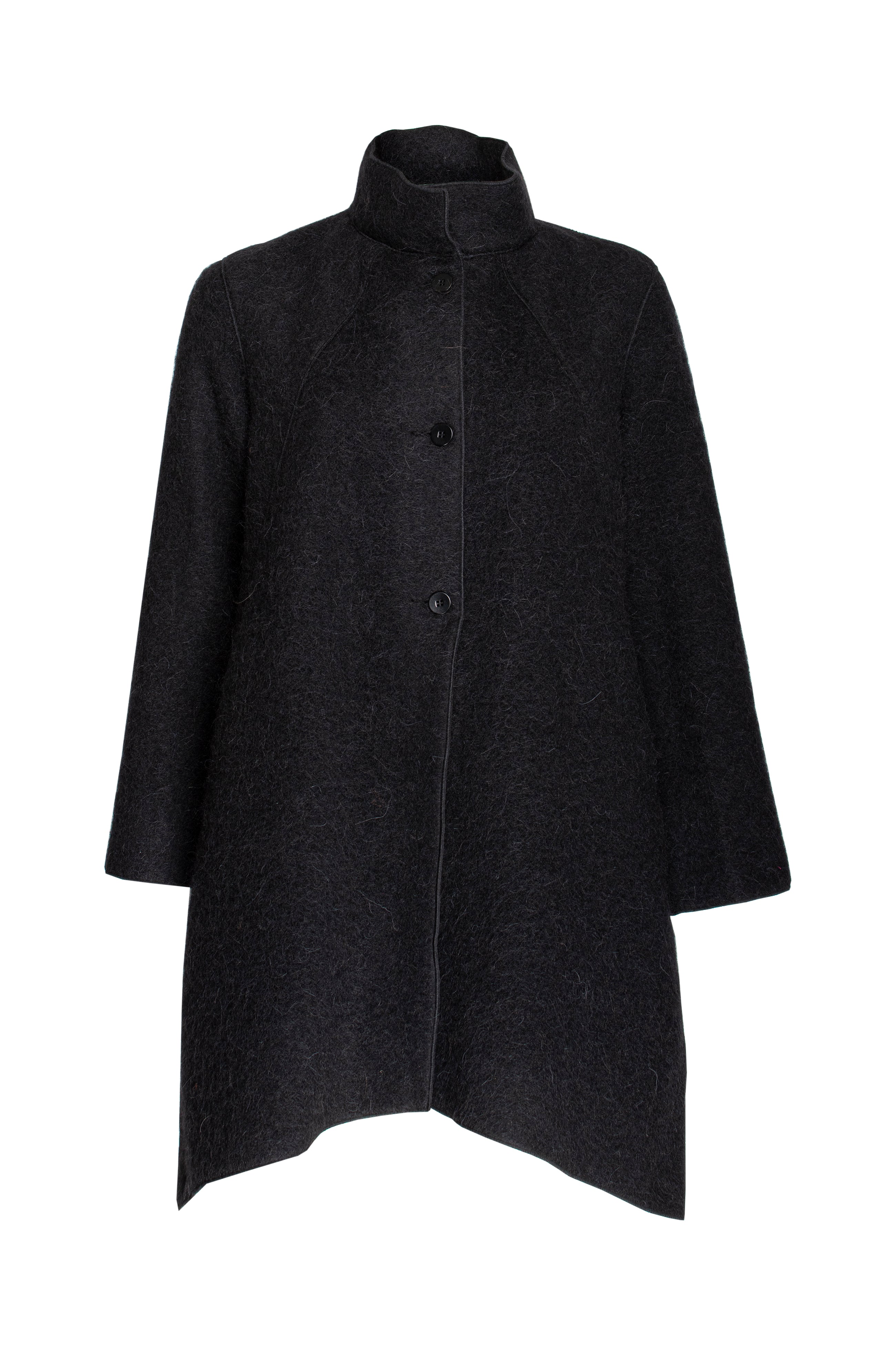 Uneven Hem Coat - Black 5056
