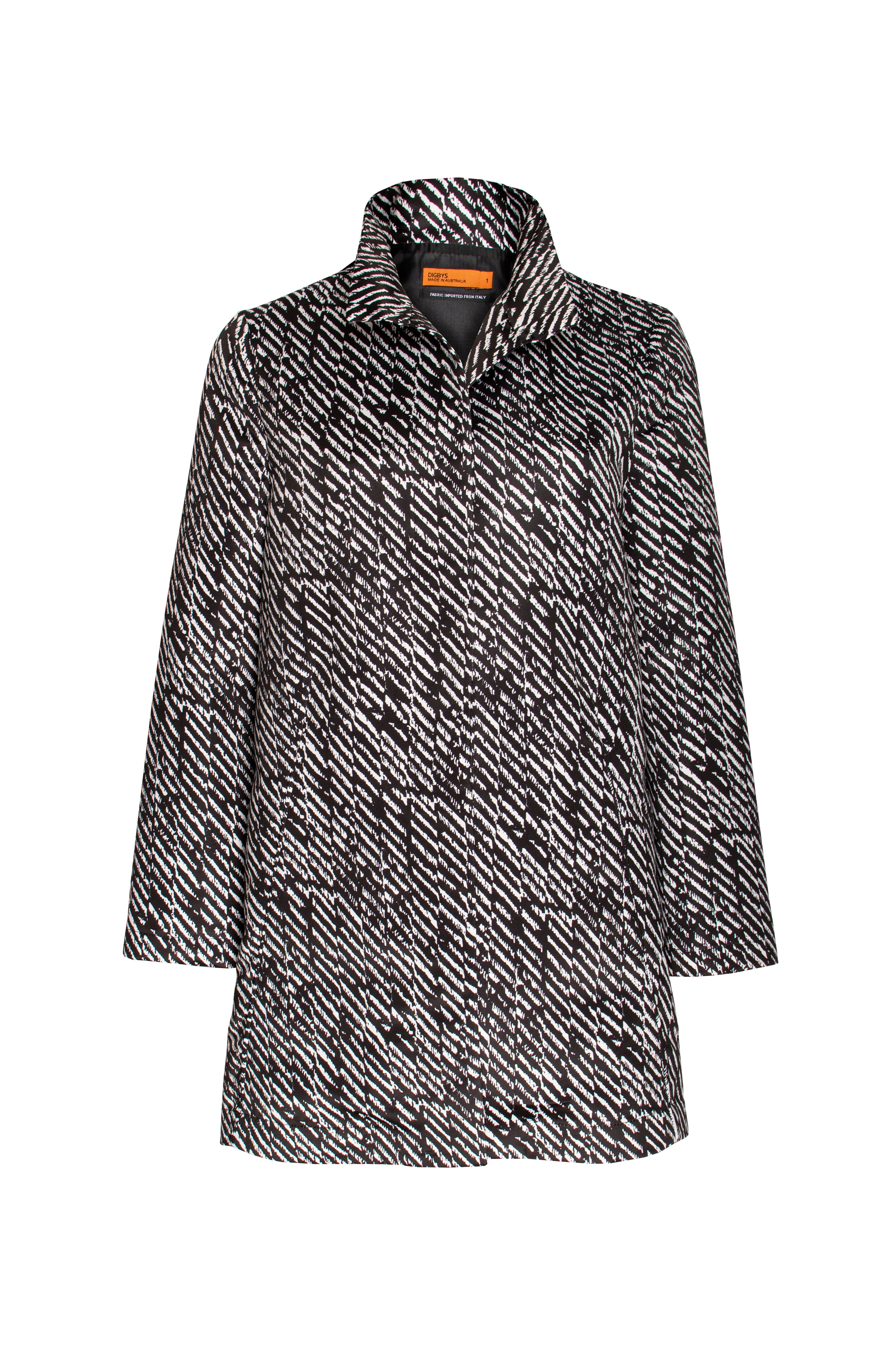 High Collar 3/4 Jacket -Black/White Stripes 5031