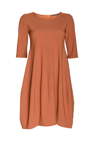 Zip Front Panel Dress - Beige/Chocolate Print Jersey 4225
