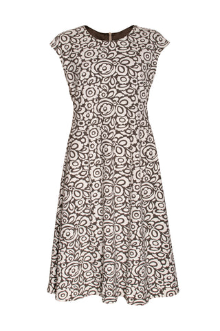 Charcoal Print Jersey Multipanel Dress 4663