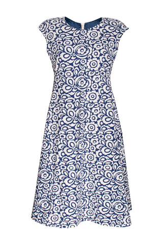 Charcoal Print Jersey Multipanel Dress 4663