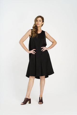Indigo 3/4 Sleeve Vee Neck Multipanel Dress 5053