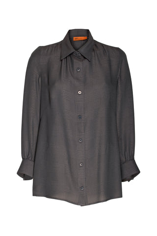 Drape Neck Long Sleeve Top - Black Mesh 4238