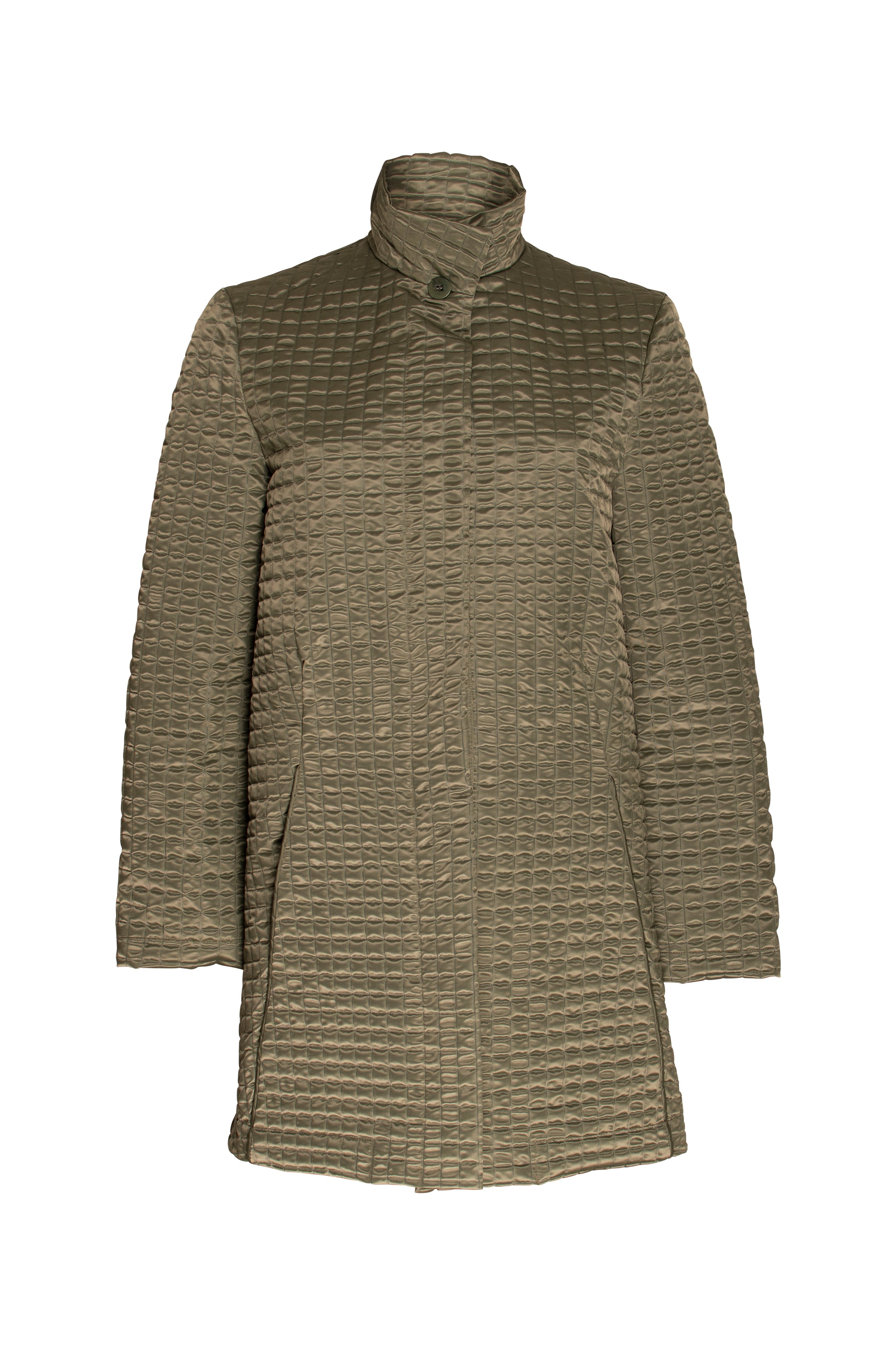 High Collar 3/4 Jacket - Khaki Quilt 5028