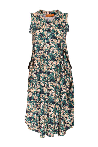 Indigo 3/4 Sleeve Vee Neck Multipanel Dress 5053