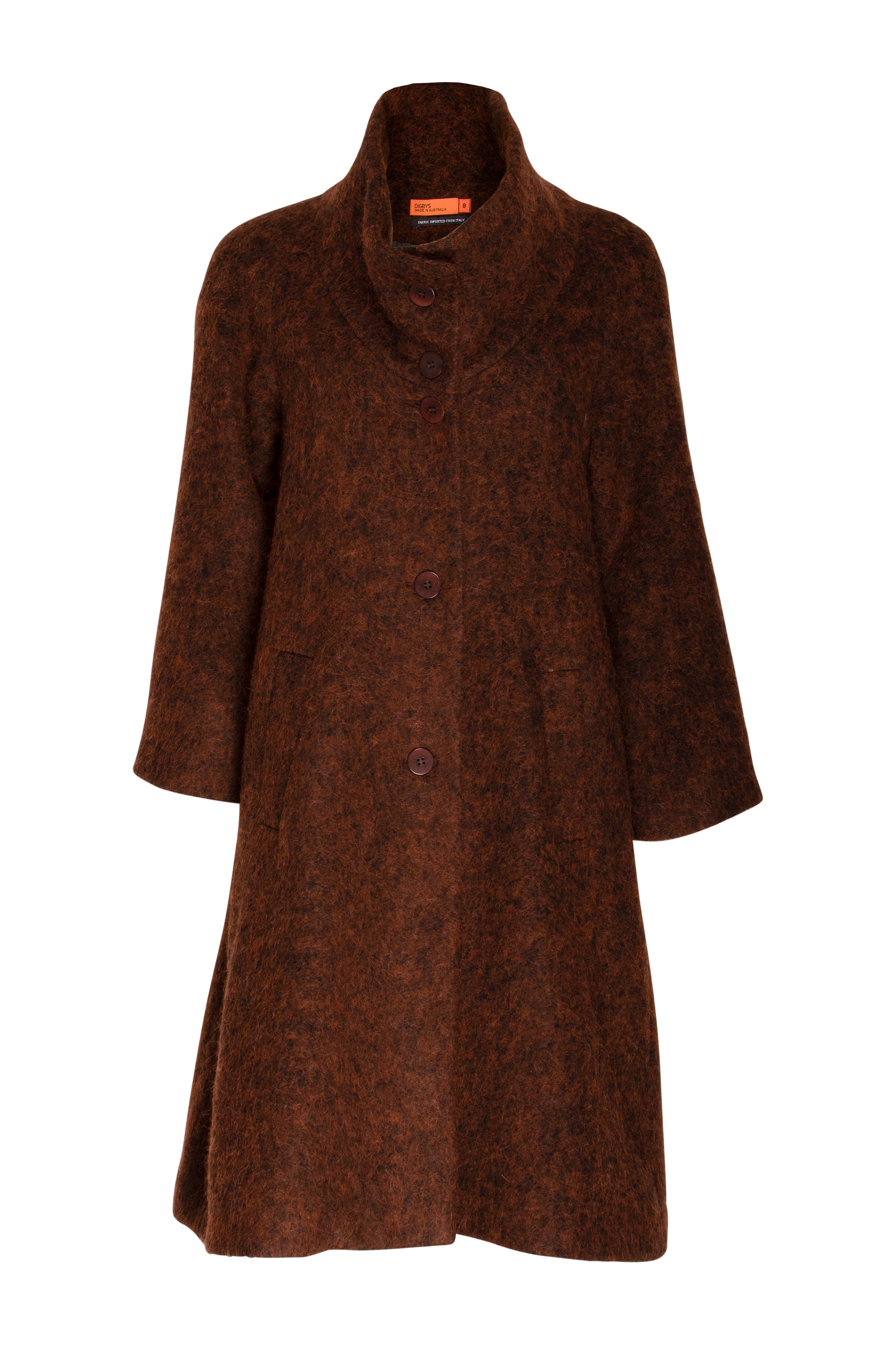 Drop Collar Long Coat - Nutmeg 5021
