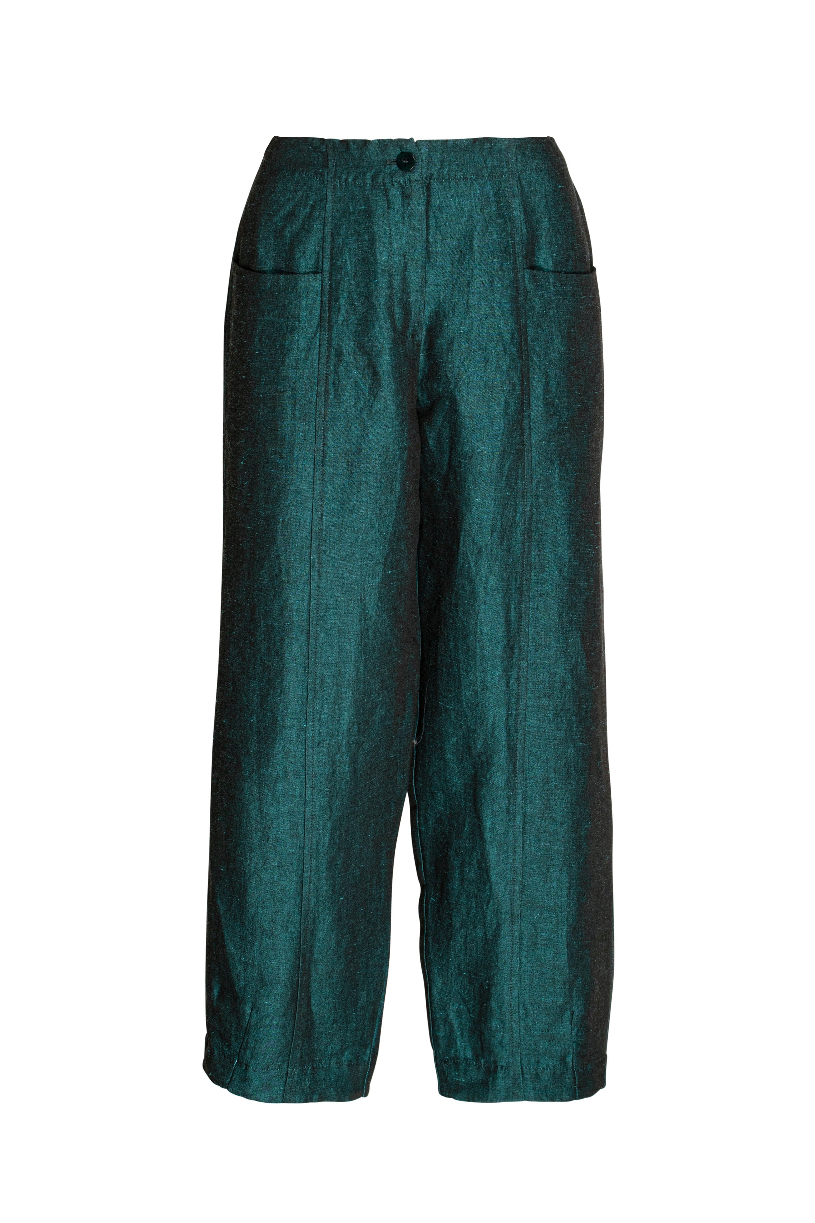 Linen Hip Pocket Pant - Teal 6009