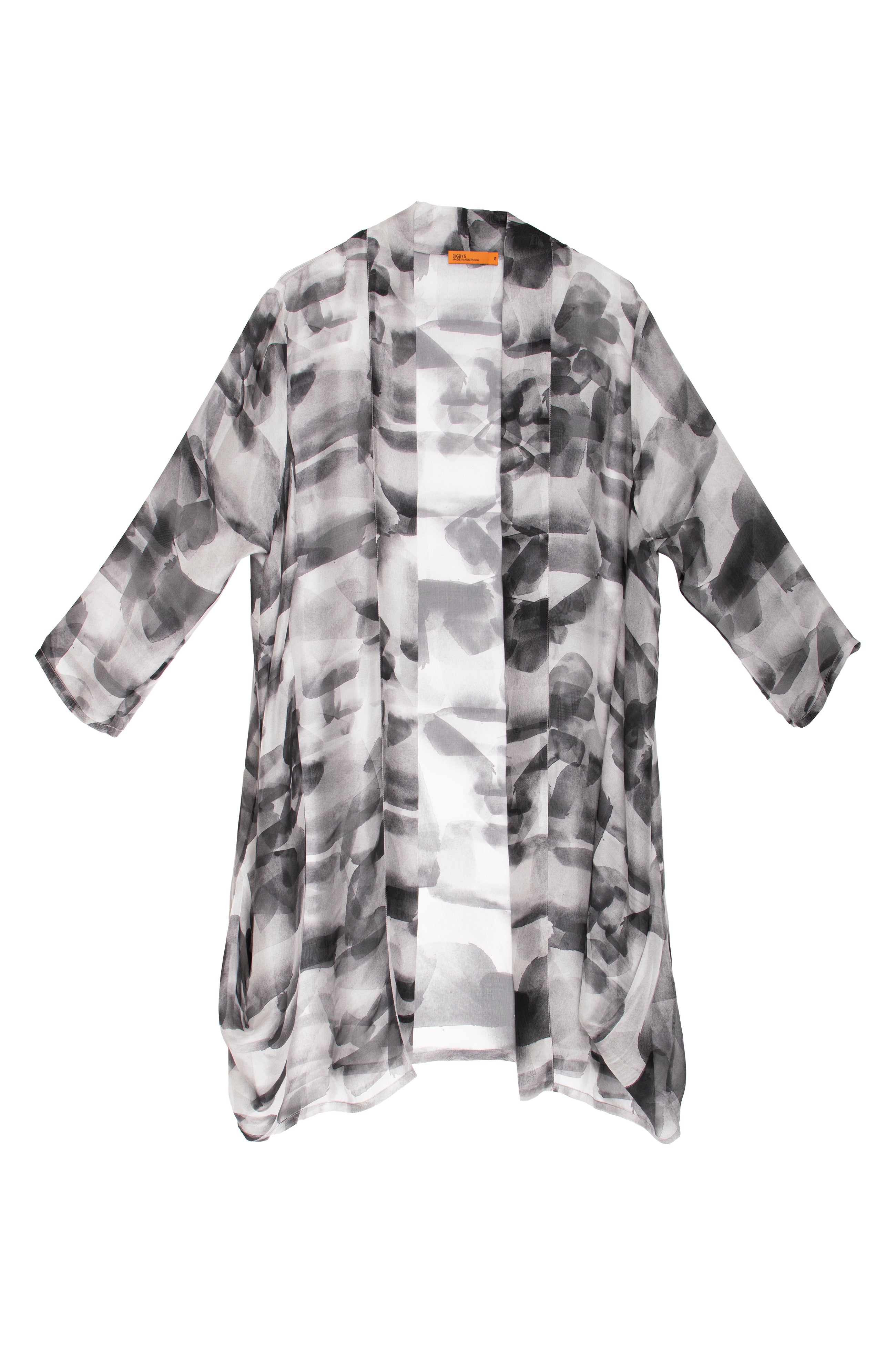 Black & White Side Drape Long Duster 3261