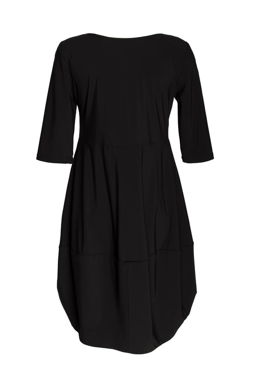 Short Sleeve Panel Hem Dress - Black Jersey 8641