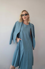 Laced Back Jacket - Teal Linen 3375