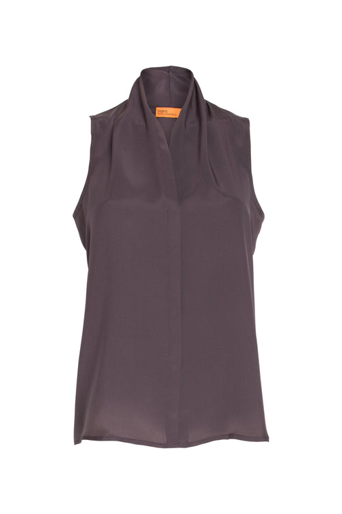 Shawl Collar Tank Top - Chestnut Silk 3438