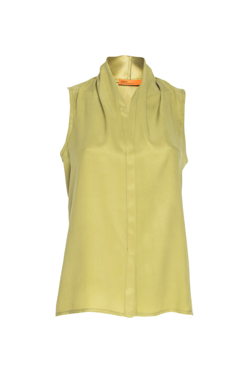 Shawl Collar Tank Top - Avocado Silk 3437