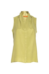 Shawl Collar Tank Top - Avocado Silk 3437