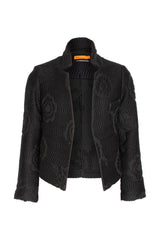 High Collar Classic Jacket - Black Embossed 4684