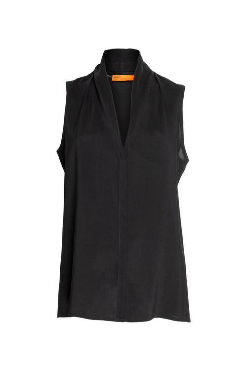 Shawl Collar Tank Top - Black Viscoes 3440