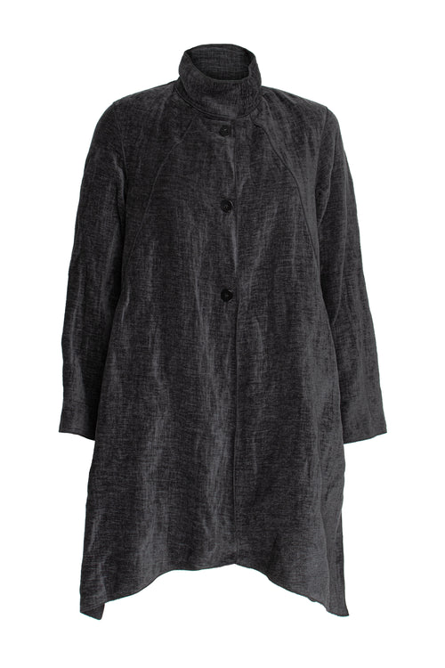 Uneven Hem Coat - Charcoal 5942