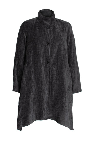 Open Collar Shirt - Charcoal Check Jersey 3407