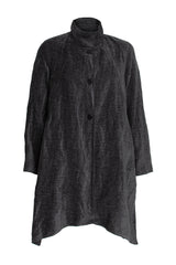 Uneven Hem Coat - Charcoal 5942